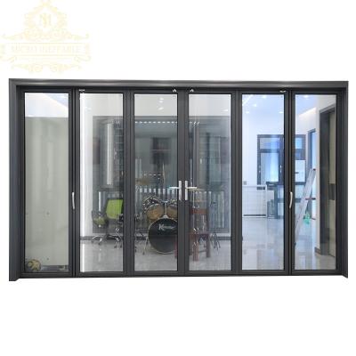 China New Design Heat Insulation Glass Aluminum Folding Doors Sliding Aluminum Frame Multi-fold Double Glazed Accordion Door for sale