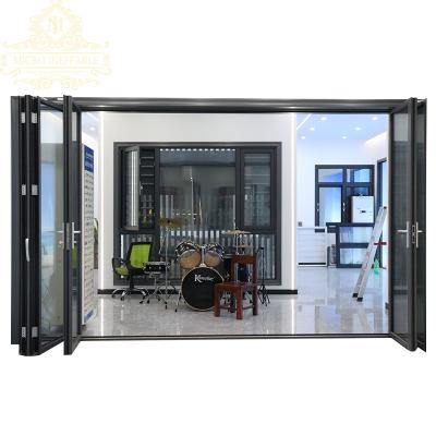 China Hot Selling Heat Insulation Hurricane Heavy Duty Aluminum Bifolding Glass Doors Heavy Duty Aluminum Glass Doors Accordion Interior Folding Glass Doors for sale