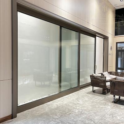 China Customized Modern Exterior Heat Insulation Top Level Soundproof Automatic Double Glazed Aluminum Sliding Glass Door for sale