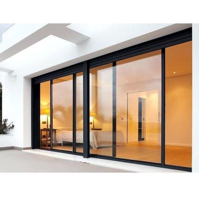 China Hot Selling Heat Insulation Double Tempered Glass Aluminum Patio Sliding Door Silent Outdoor Interior Patio Glass Plate Door for sale