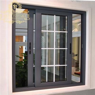 China Magnetic Screen Factory Price Customized Sliding Double Glass Door System Hurricane Proof Aluminum Sliding Window for sale