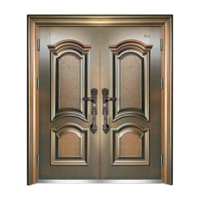 China Top quality anti-theft classical luxury design security commercial steel exterior double doors for home for sale