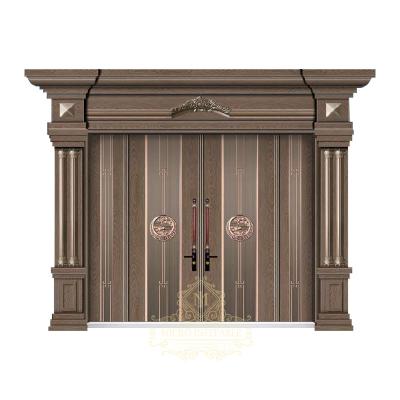 China Anti-theft Hot Sale High Grade Luxury Decorative Crown Front Entry Doors Dip Galvanized Security Steel Exterior with Roman Pillar for sale