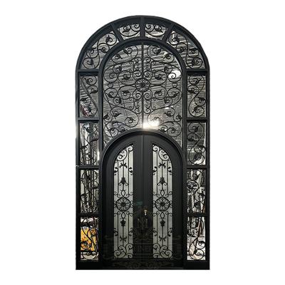 China Anti-theft luxury design Front Entry Doors Wrought Iron steel door and front door glass steel door for home for sale