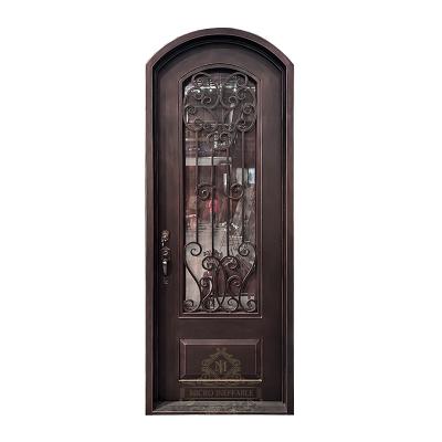 China Modern Design Anti-theft Main Entry Front Door With Glass Exterior Front Doors Wrought Iron Door for Home for sale