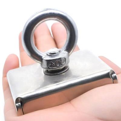 China Industrial Magnet 75x55x15MM Neodymium Square Retrieving Magnets Magnetic Fish Hook for sale