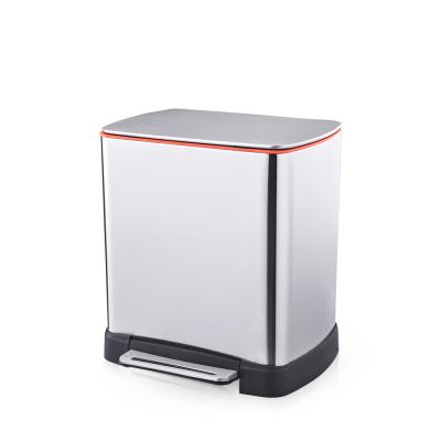 China Sustainable Household High Quality Pedal Step Trash Bin Kitchen Plastic Stainless Steel Waste Bin for sale