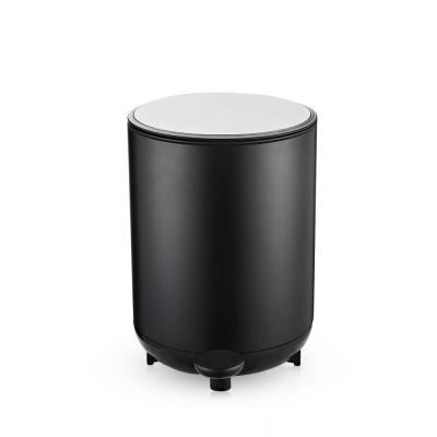 China New Viable Hot Selling Polishing Finished Round Rubbish Bin Stainless Steel Pedal Trash Can Rubbish Bin For Indoor for sale