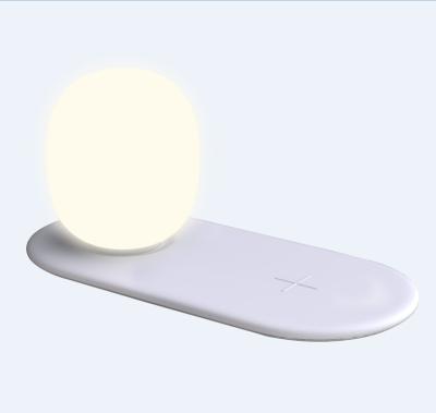 China Suitable Safe 3 in 1 Stepless APP Voice Control Table Light Desk Lamp Dimming Night Light Up QI Phone Wireless Charger for iPhone for sale