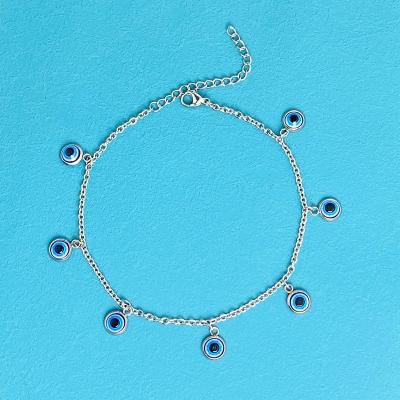 China Other New Blue Eye Turkish Devil's Eye Stainless Steel Charm Anklet Chain for sale