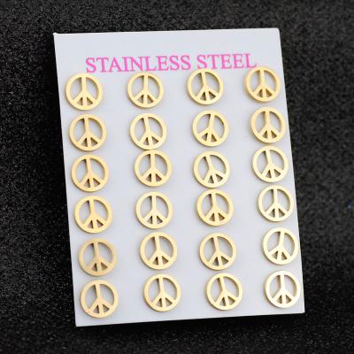 China Hiphop Dolphin Eye Cherry Clover Anchor Love Owl Stainless Steel Gold Plated Stud Earrings for sale