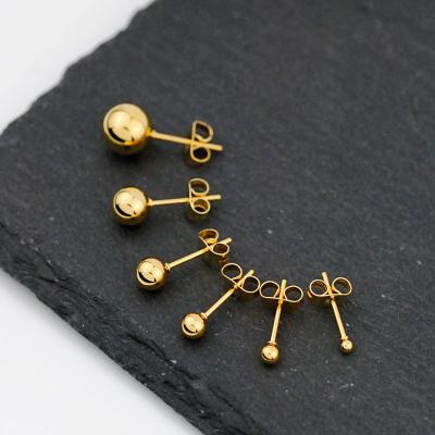 China Fashion Mens and Womens 2-8mm Cute Shiny Shiny Stainless Steel Ball Stud Earrings for sale