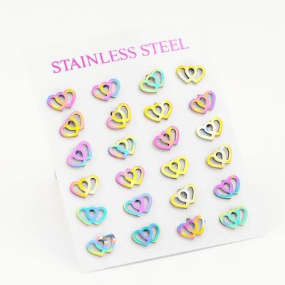 China Eiffel Tower Love Star Butterfly Starfish ECG Colorful Plated Stainless Steel Stud Earrings for sale