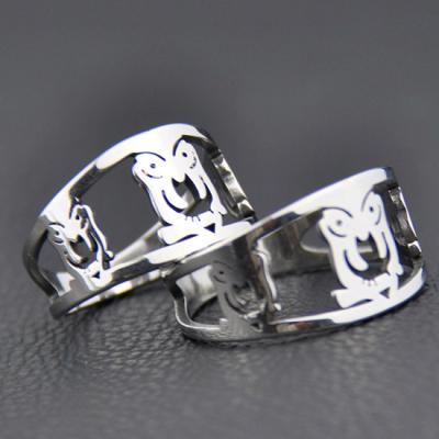 China Fashion Cute Stainless Steel Hollow Owl Ring Wholesale for sale