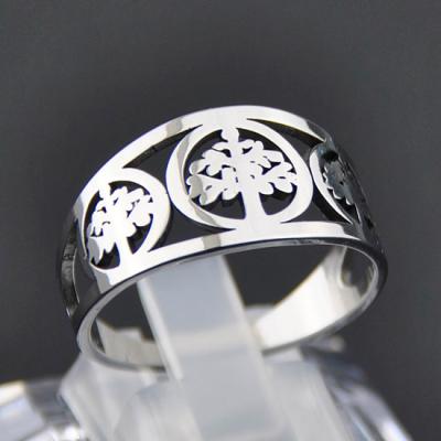 China Vintage Fashion Stainless Steel Hollow Tree Of Life Ring Wholesale for sale