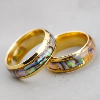 China New Trendy Trendy Gold Plated Stainless Steel Abalone Shell Ring for sale