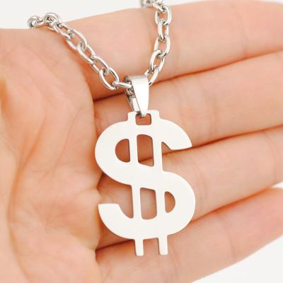 China Other Hip Hop Dollar Sign Stainless Steel Pendant Necklace for sale