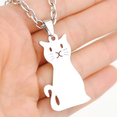 China The Other Cute Cartoon Cat Stainless Steel Pendant Necklace for sale