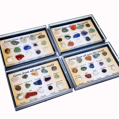 China 15 popular colored crystals and semi-precious stones from all over the world with box for sale