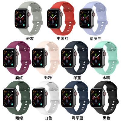 China Silicone Rubber Band For Apple Watch 7 Se 5 6 Series 4 3 2 1 Strap Strap 44mm 40mm Rubber On iWatch 4/5 42mm Smart Strap 38mm for sale