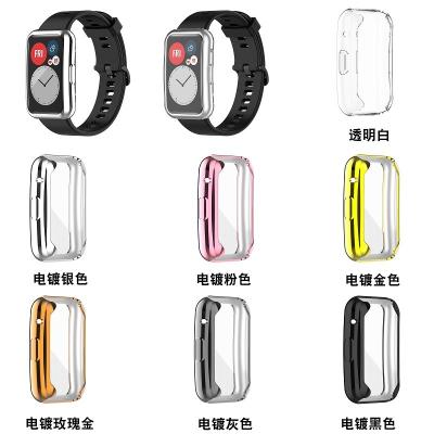 China Soft Tpu TPU Cover Device For Huawei Watch Fit Cases Full Page Protector Shell Bumper Plated Cases For Huawei Fitted Watch for sale