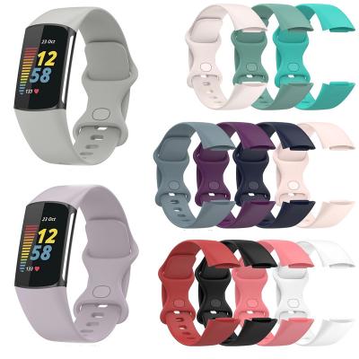 China Soft Rubber Silicone Smartband Wrist Watch Band For Fitbit Charge 5 Band Strap Smart Watch Wristband Charge5 Wristband Sports Accessories for sale