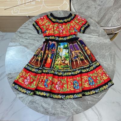 China Min Order 1PCS Fashion Baby Breathable Dress 2022 Summer New Design Floral Print Dress For Girls Sweet Style for sale