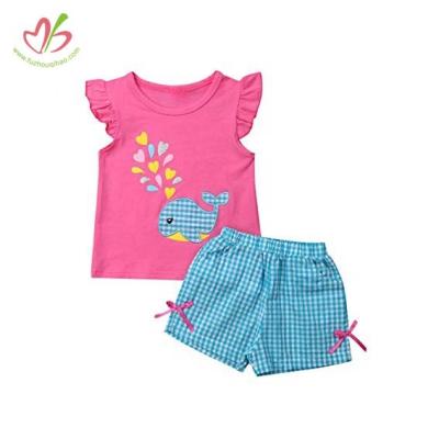 China Latest Fashion Toddler Infant Baby Kids Casual Tassel Sleeveless T-shirt Top+Floral Shorts Outfits Summer Clothes Girl's Set for sale