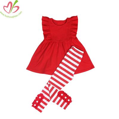 China Casual Knit Cotton Summer Kids Girls Tunic Top With Long Legging Pant Set for sale