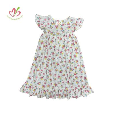 China Customization Breathable Knitted Clothes Summer Fashion Girls Dress Kids Girl's Breathable Float Sleeve Dress for sale