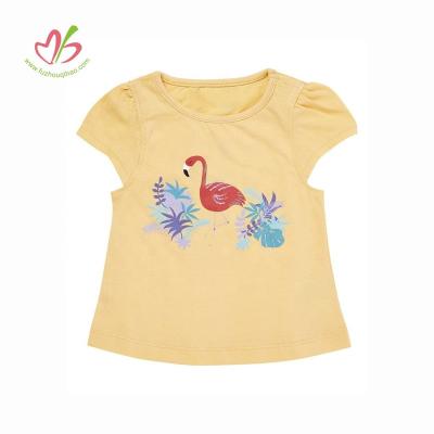 China New Arrival Breathable Custom Design Girl's T-shirt Flamingo Printed Soft High Quality Girl's Boutique Girl's Tops Summer Clothes for sale