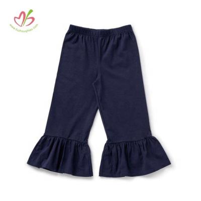 China Anti-pilling latest design ruffle bottom integral children girl's casual knitted leggings pants for sale