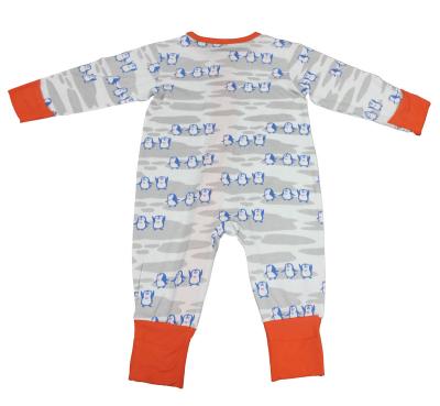 China Full Sleeve Printed Baby Bamboo Zipper Romper for sale