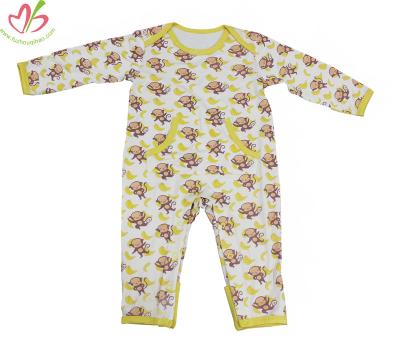 China Custom Print Fabric Full Sleeve Baby Sleeper Pajamas Bamboo Romper for sale