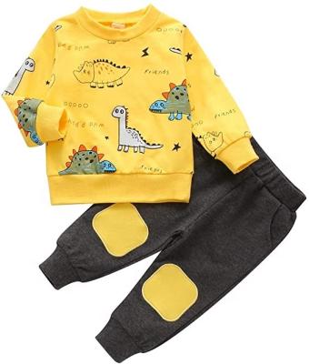 China Casual Toddler Baby Boy Clothes Animal Dinosaur Print Outfit Shirt Long Sleeve Top Pants Set for sale