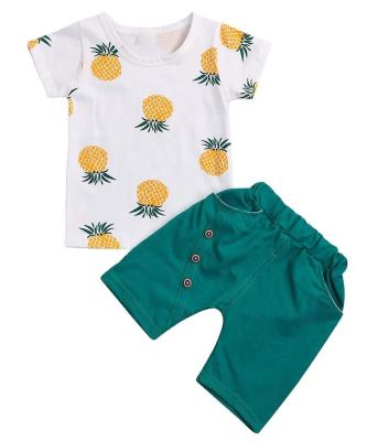 China New casual modern kids clothes pineapple printing shirt cotton short pants baby boy clothing set for sale