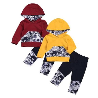 China High quality casual hoodie digital printing long pants spring autumn 2 pieces kid's clothing set for sale