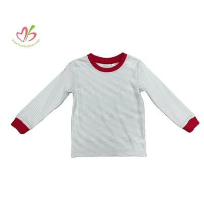 China China Supplier Anti Shrink Soft Kids Clothes Long Sleeve Solid Boy's T-shirt O-Neck Contrast Cuff Boy's Casual Shirts for sale