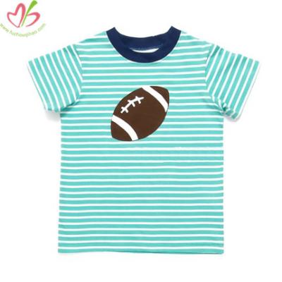 China Breathable Football Applique Stripe Baby Boy Clothes T-Shirt for sale