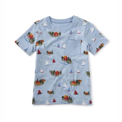 China Breathable Custom Kids Boys Pocket Print Tee Shirt for sale