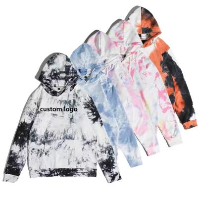 China Custom Anti-Wrinkle Logo Blank Tie Dye Hoodie Sweatshirts Cotton Set Sweaters Men For Winter for sale