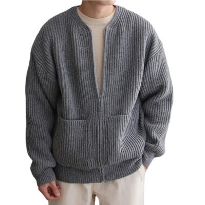 China New Breathable Fashion Male Knit Winter Full Zipper Long Sleeve Cardigan Sweater for sale