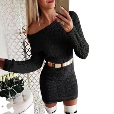 China Breathable Solid Custom Logo Knitted Color Crop Top Twin Set Women Off Shoulder Twist Waist Sweater Suit for sale