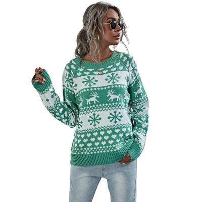 China 2021 Multi Color Autumn Winter New Clothes Christmas Anti-wrinkle Knit Ladies Cloth Sweater Long Sleeve Christmas Women Sweater for sale