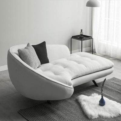 China Gray Feather Cushion Chaise Lounge Adorned Sofa With 2 Rests for sale