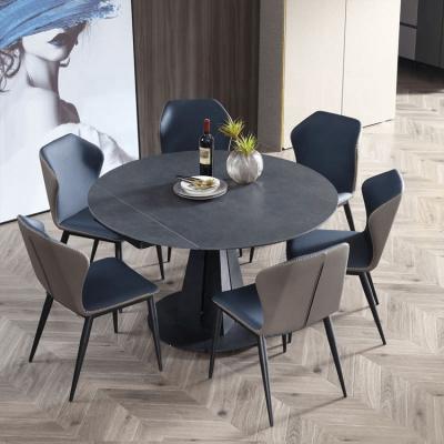 China Nordic style space saving convertible marble or slate extendable multifunctional round dining table for sale