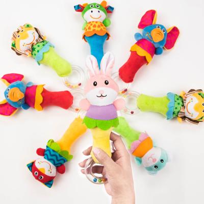 China Hot Selling Inflatable Plush Toy Soft Baby Rattle Hand Animal Bells Shaker Grab from Amazon for Baby for sale