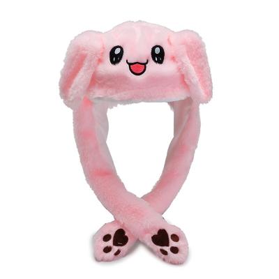 China Korea Cute Rabbit Bunny Hat Moving Ears Plush Ears Making Funny Hats Plush Rabbit Hat Factory for sale