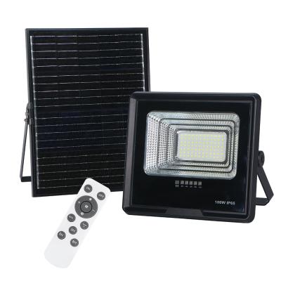 China 100w Solar LED Flood Light black 170lm/w ABS housing high brightness garden light house lamp LED bright lamp for sale