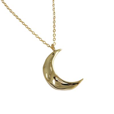 China TRENDY 18k Gold Necklace Charms 925 Sterling Silver Crescent Moon Fine Jewelry Necklaces for sale